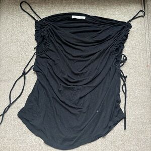 We The Free Black Ruched Tie Front Camisole